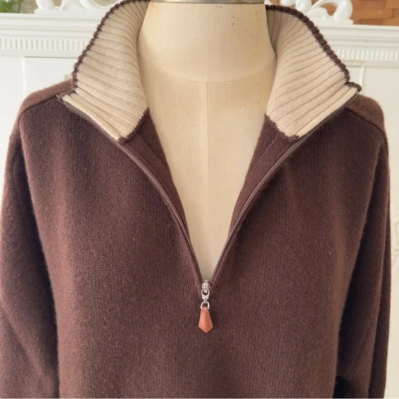 Vintage Made in Italy Brown Cashmere 1/4 Zip - Picture 5 of 9